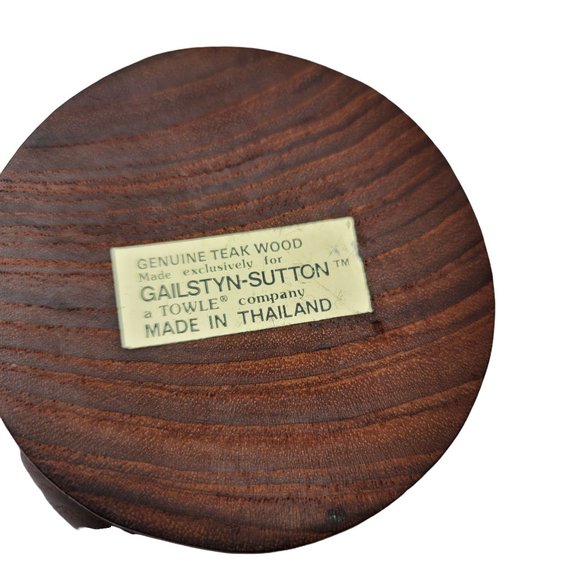 VINTAGE Round Teakwood Mid Century Candle Holder Thailand - Picture 4 of 5